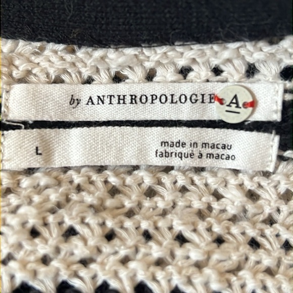 Anthropologie Striped Cropped Wrap Cotton Blend Short Sleeve Sweater Size Large - Picture 7 of 8